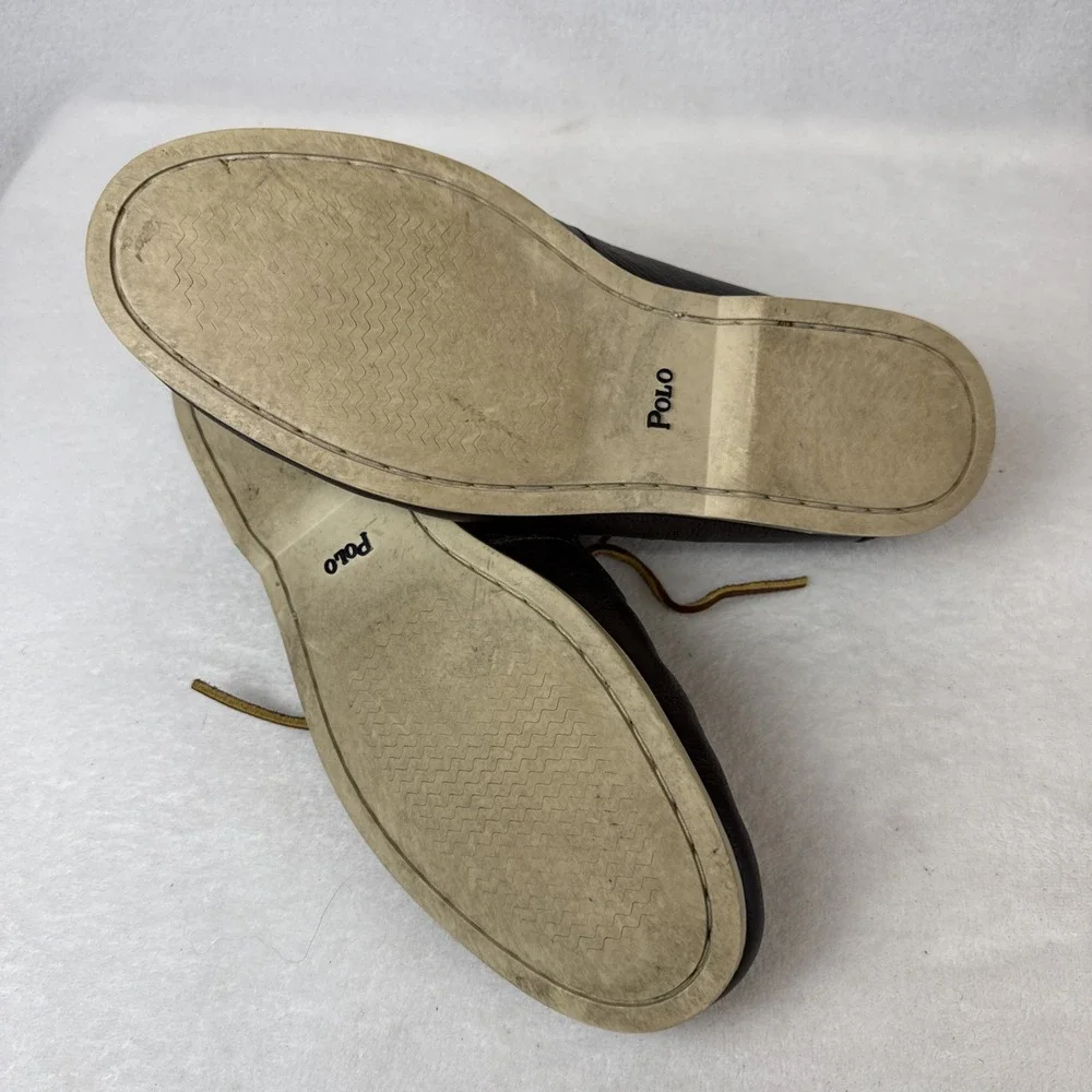 Polo Ralph Lauren Men's 9.5D Bienne II Leather Boat Shoes Blue & Dark Brown